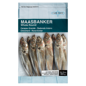 Cape Point Frozen Maasbanker Whole Round Fish 800g