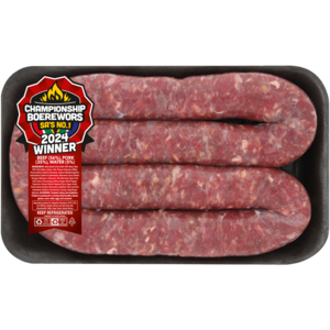 Championship Boerewors Rosette Beef & Pork Thick Boerewors Per KG