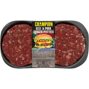 Championship Beef & Pork Burger Patties Per KG (4 Patties)