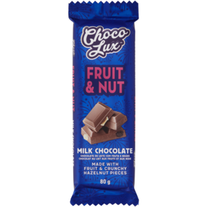 Choco Lux Fruit & Nut Milk Chocolate Slab 80g