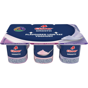 Clover Assorted Berry Flavoured Smooth Low Fat Yoghurt 6 x 100g