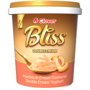 Clover Bliss Peaches & Cream Flavoured Double Cream Yoghurt 1kg