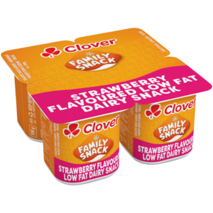 Clover Family Snack Strawberry Flavoured Low Fat Dairy Snack 4 x 100g