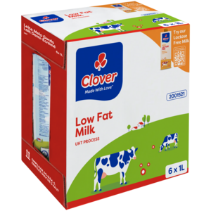 Clover Long Life Low Fat Milk 6 x 1L