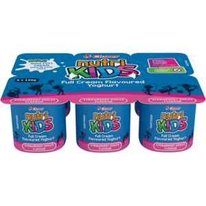 Clover Nutrikids Strawberry Smiles Flavoured Full Cream Yoghurt 6 x 100g