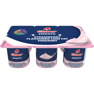 Clover Strawberry Flavoured Smooth Low Fat Yoghurt 6 x 100g