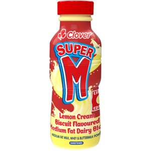 Clover Super M Lemon Cream Biscuit Flavoured Limited Edition Medium Fat Dairy Blend 300ml