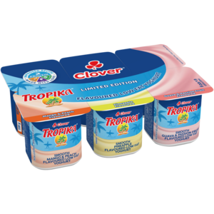 Clover Tropika Limited Edition Assorted Flavoured Low Fat Yoghurt 6 x 100g