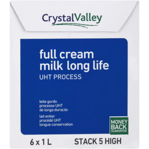 Crystal Valley UHT Full Cream Long Life Milk 6 x 1L