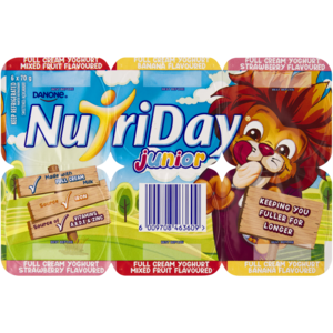 Danone NutriDay Junior Assorted Full Cream Yoghurt 6 x 70g