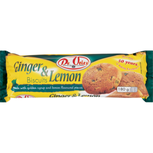 De Vries Ginger & Lemon Biscuits 180g