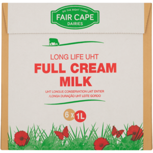 Fair Cape Dairies Ecofresh UHT Long Life Full Cream Milk 6 x 1L