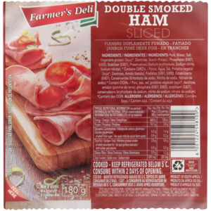 Farmer's Deli Sliced Double Smoked Ham 180g