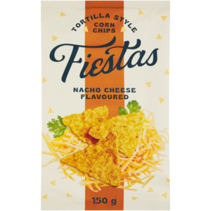 Fiestas Nachos Cheese Flavoured Tortilla Style Corn Chips 150g
