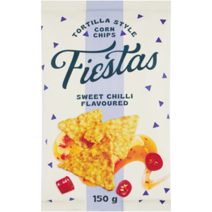 Fiestas Sweet Chilli Flavoured Tortilla Style Corn Chips 150g