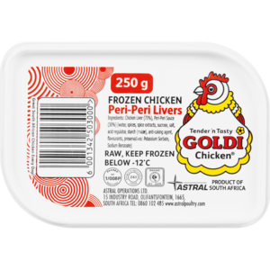 Goldi Chicken Frozen Chicken Peri-Peri Livers 250g
