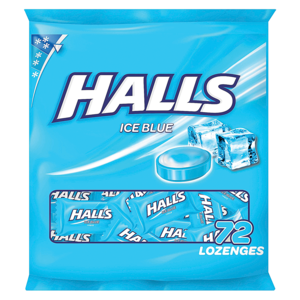 HALLS Ice Blue Flavoured Lozenges 72 Pack