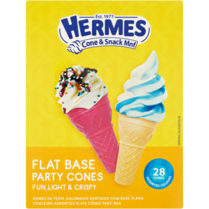 Hermes Assorted Flat Base Party Cones 28 Pack