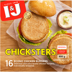 I&J Chicksters Original Frozen Econo Chicken Burgers 800g