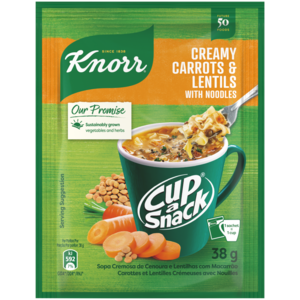Knorr Cup-a-Snack Creamy Carrots & Lentils With Noodles Instant Snack 38g