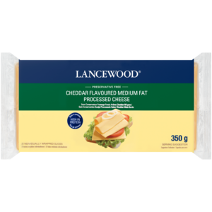 LANCEWOOD Cheddar Flavoured Medium Fat Processed Cheese Slices 20 Pack