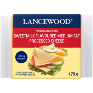 LANCEWOOD Sweetmilk Flavoured Medium Fat Processed Cheese Slices 10 Pack
