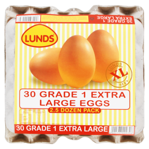 Lunds Grade 1 Extra Large Eggs 30 Pack