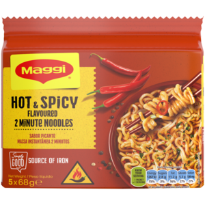 Maggi Hot & Spicy Flavoured 2 Minute Noodles 5 x 68g