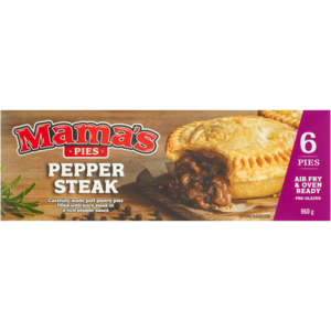 Mama's Pies Frozen Pepper Steak Pies 6 Pack