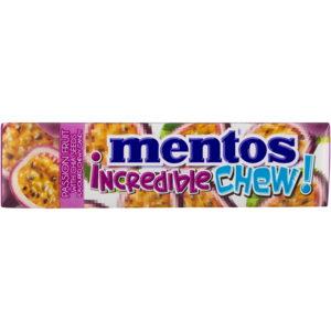 Mentos Incredible Chew! Passion Fruit with Chia Seeds Flavoured Chewy Candy 47g