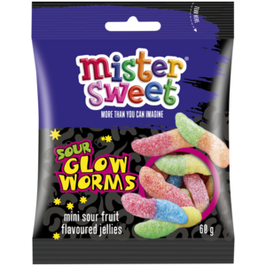 Mister Sweet Sour Glow Worms 60g