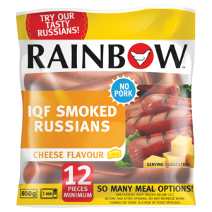 RAINBOW Cheese Flavoured IQF Smoked Russians Pack 850g