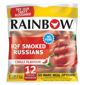 RAINBOW IQF Chilli Flavoured Smoked Russians Pack 1kg