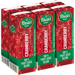 Rhodes Quality Cranberry 100% Fruit Juice Blend 6 x 200ml