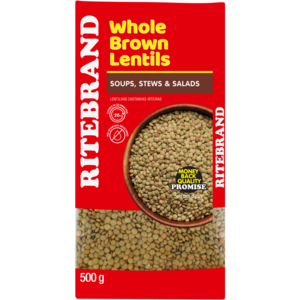 Ritebrand Whole Brown Lentils 500g