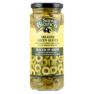 Santa Bianca Treated Green Olives Sliced In Brine 335g