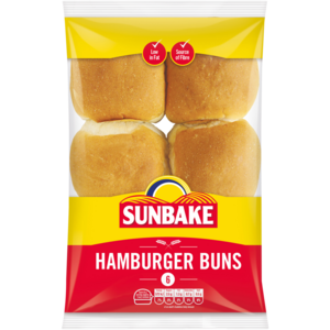 Sunbake Hamburger Buns 6 Pack