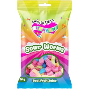 Sweets From Heaven Sour Worms 50g