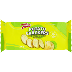 Tait's Sour Cream & Onion Flavoured Potato Crackers 75g