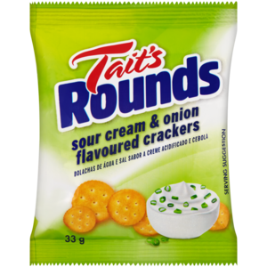 Tait's Sour Cream & Onion Flavoured Rounds Crackers 33g