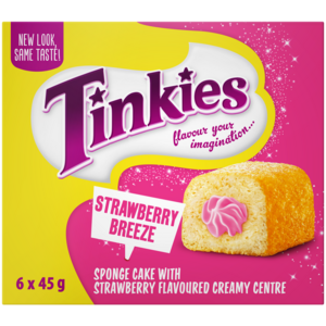 Tinkies Strawberry Breeze Sponge Cake 6 x 45g