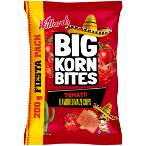 Willards Big Korn Bites Tomato Flavoured Maize Chips 200g