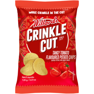 Willards Crinkle Cut Tomato Flavoured Potato Chips 120g